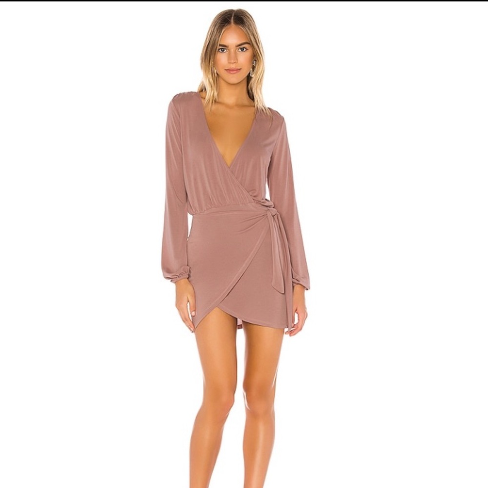 Lovers + friends mauve wrap dress long sleeve